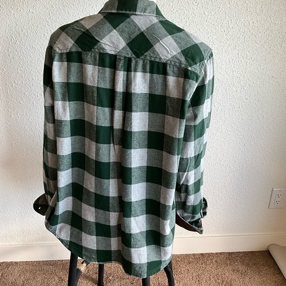 Green Buffalo Plaid Flannel Shirt Corduroy Trim Cotton XL - Picture 2 of 7